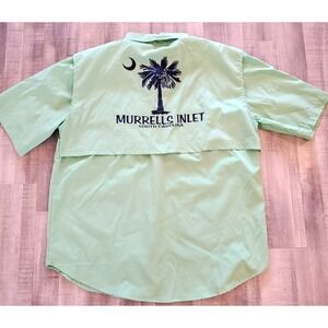 South Carolina Murrells Inlet Fishing Shirt Mens XL Vented Mesh Lime Green